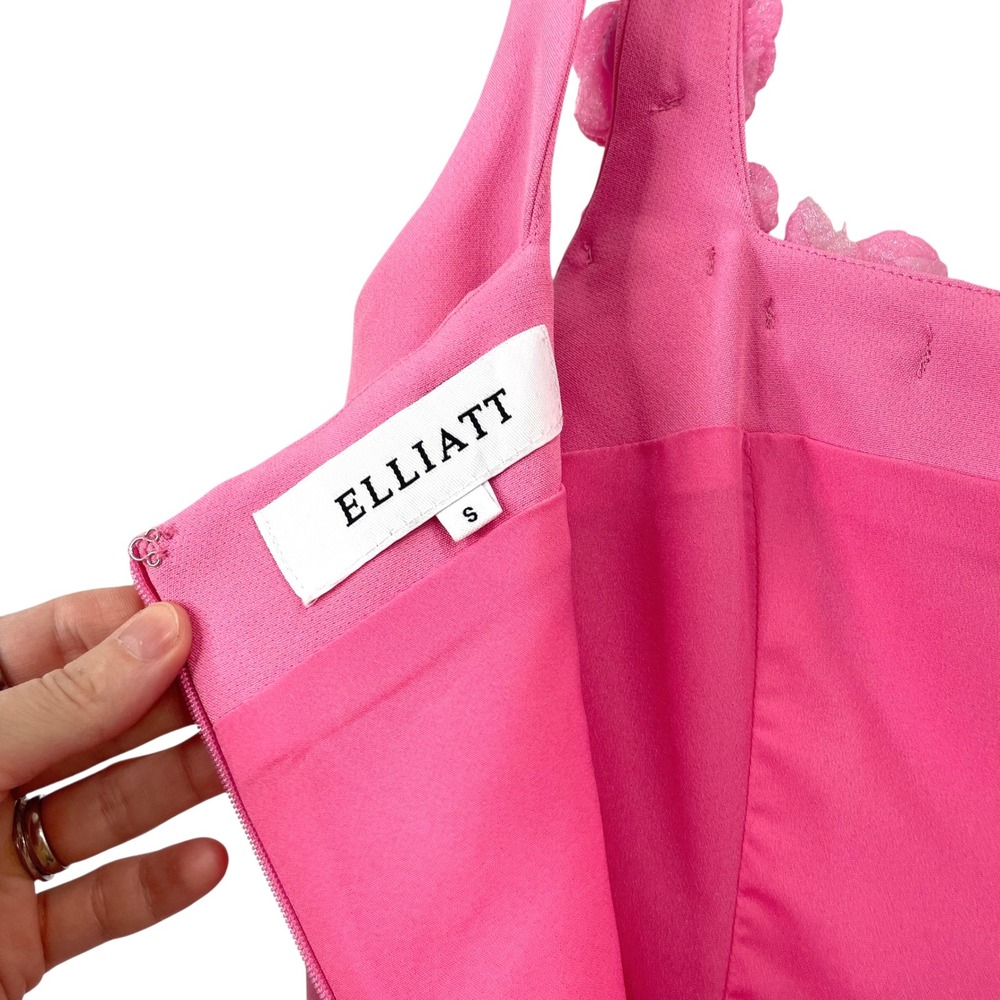 Elliatt Trompe 3D Floral Mini Dress Size S barbie pink square neck coquette - Picture 10 of 11